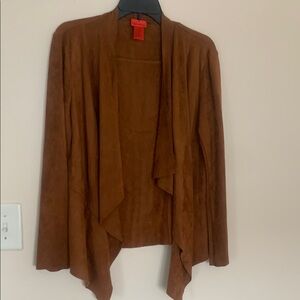Christina  Suede Brown Open Front Cardigan